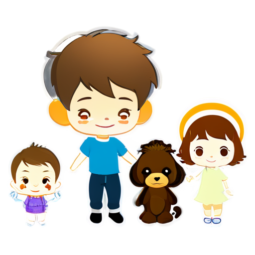 family and baby with the back light beige no background - icon | sticker