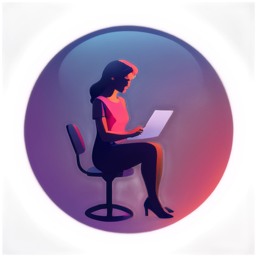 neon girl in sphere with mail from internet sunset background - icon | sticker