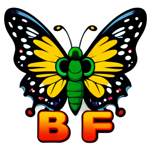 butterfly with text "BF" - icon | sticker