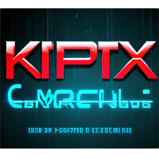 text "krptx" in cyberpunk style, red and cyan colors - icon | sticker