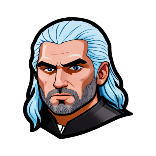 geralt`s head -witcher -cartoon - icon | sticker