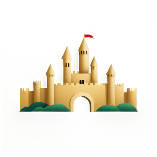 create a logo inside a castle alamut with A word it make it flat design - icon | sticker