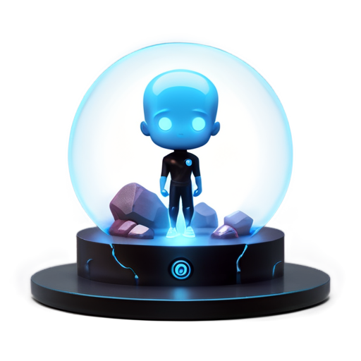 Epic full-body illustration of Dr. Manhattan, standing imposingly with blue glowing skin, on Mars background, intricate atomic symbols around, calm and powerful expression, dynamic lighting, high-definition, realistic style. - icon | sticker