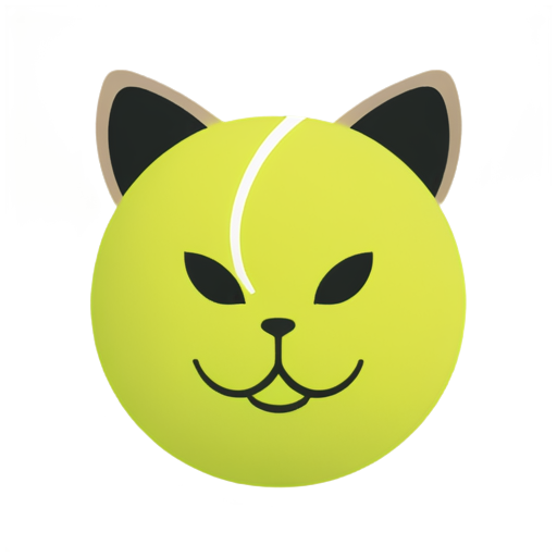 a tennis ball with symmetric grain and cat ears - icon | sticker