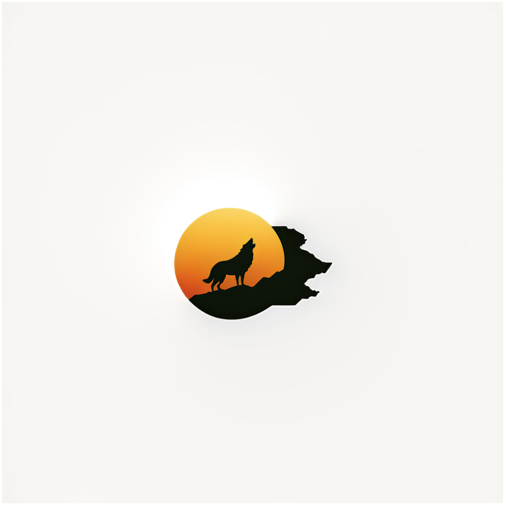 wolf on a sunset cliff - icon | sticker