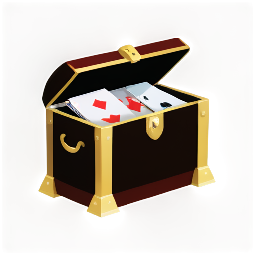 a treasure chest with cards in it - icon | sticker