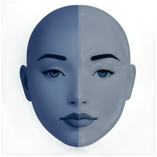 human face, blue and black colored, detailed, detailed draw - icon | sticker