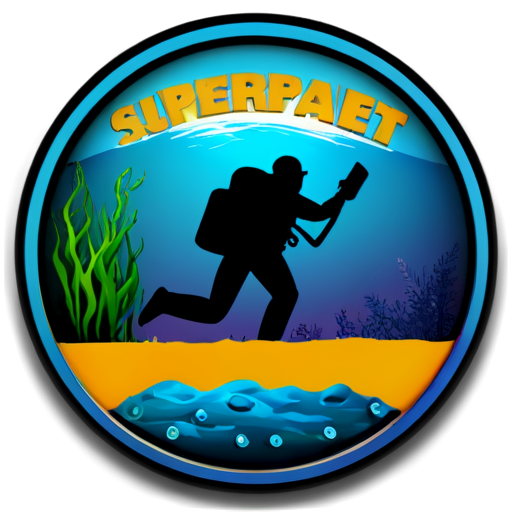 the logo of the supermarket of alcoholic beverages is associated with divers and underwater theme - icon | sticker