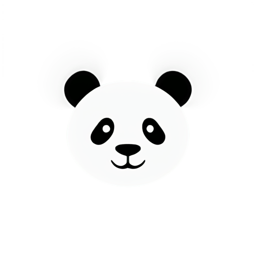 A pandas face, super simplistic, grey and white, modern logo - icon | sticker