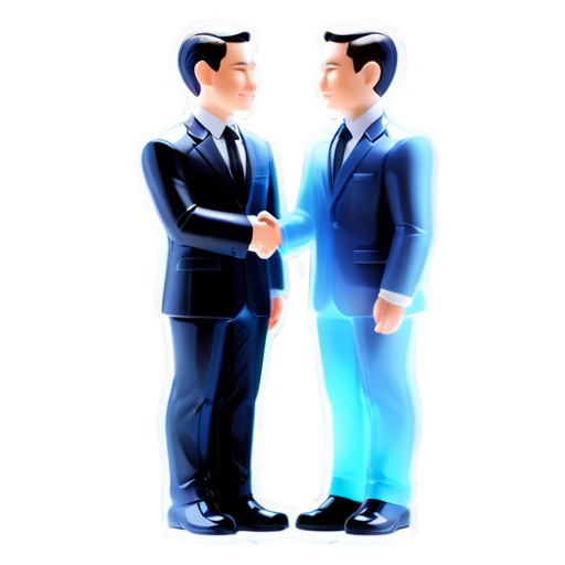 2 men in business suits shake hands. Upper body - icon | sticker