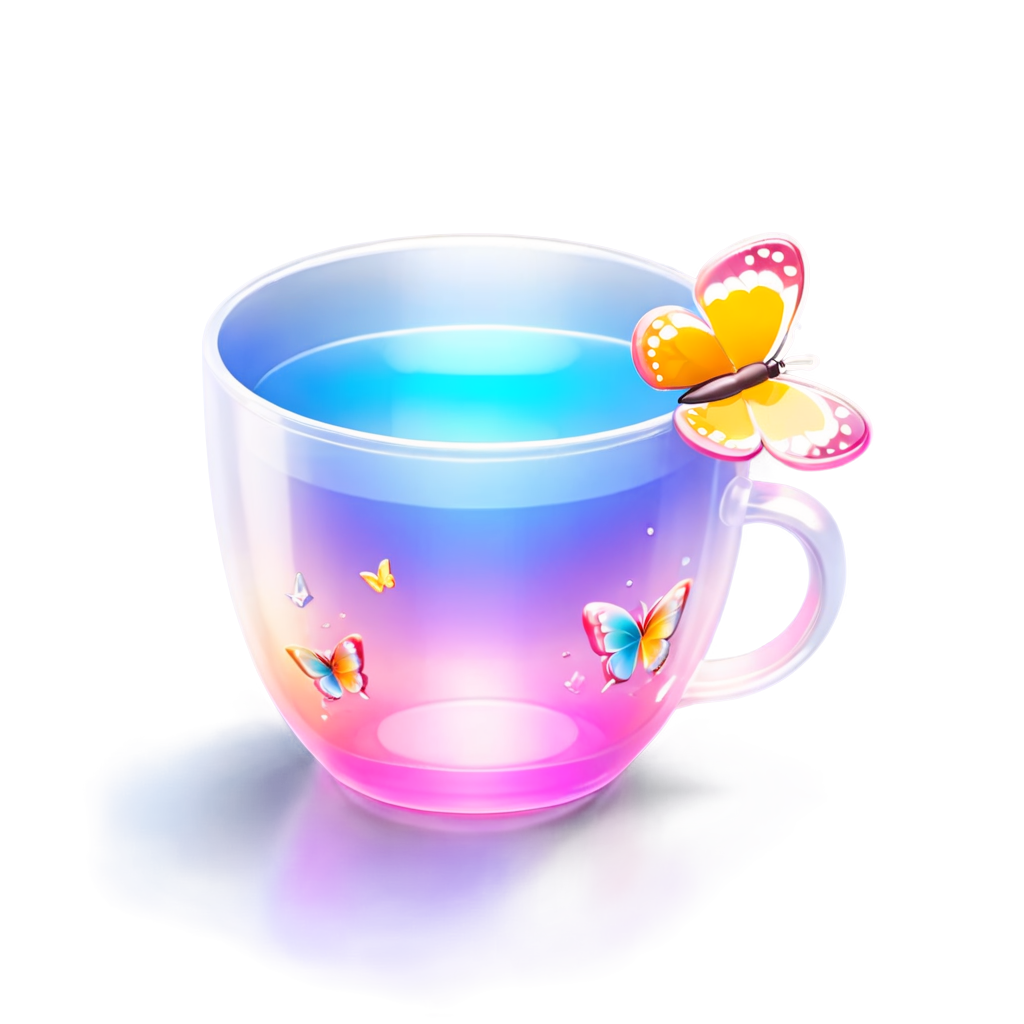 flowers,clouds,butterflies,cups,water,colors - icon | sticker