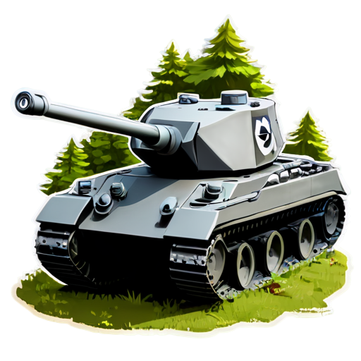World war 2 German tank in forest low poly - icon | sticker