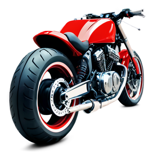 motorcycle in profile in realistic techno punk style in red shades on a white background - icon | sticker