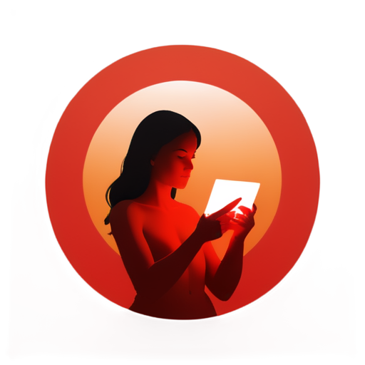 neon girl in sphere with mail from internet sunset background red sun - icon | sticker