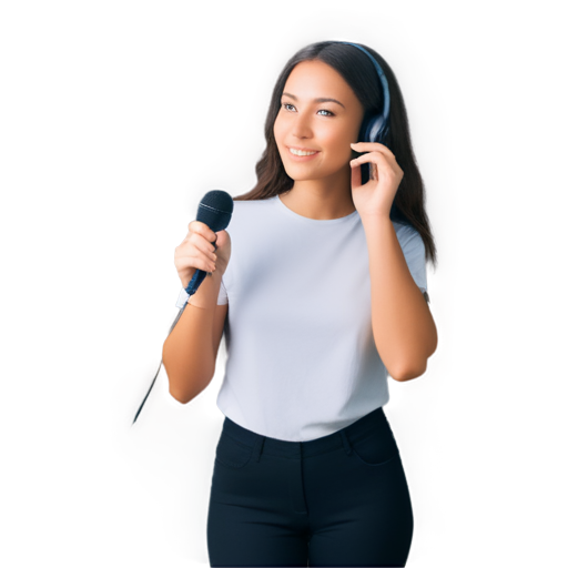 Beautiful girl with a microphone - icon | sticker