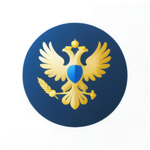 Design a symbol for a moscow bank department, two-headed eagle logo of Bank of Russia, wheat, blue vibes. Please develop a minimalistic, visually appealing design that can be used as a logo, on circle - icon | sticker