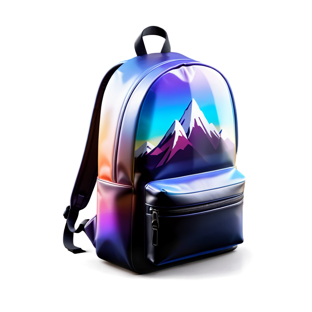 A pictorial logo design, a backpack in front of a mountain, convey the sense of adventure and challenges, minimal and clean - icon | sticker