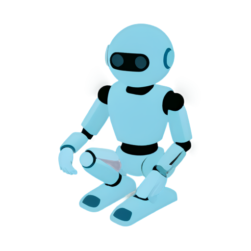 A simple robot has an upper body, a front face, a magnifying glass, squatting on the ground, and his arms marking coordinates on the ground. - icon | sticker