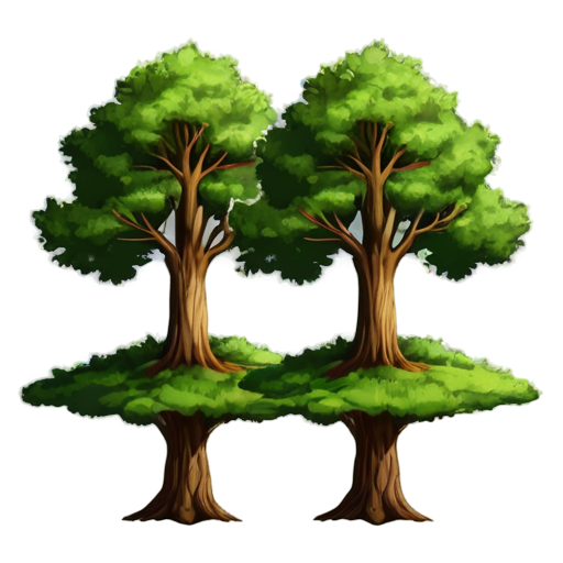 two trees in forest notion style - icon | sticker
