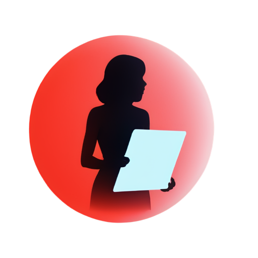 neon girl in sphere with mail from internet sunset background red sun - icon | sticker