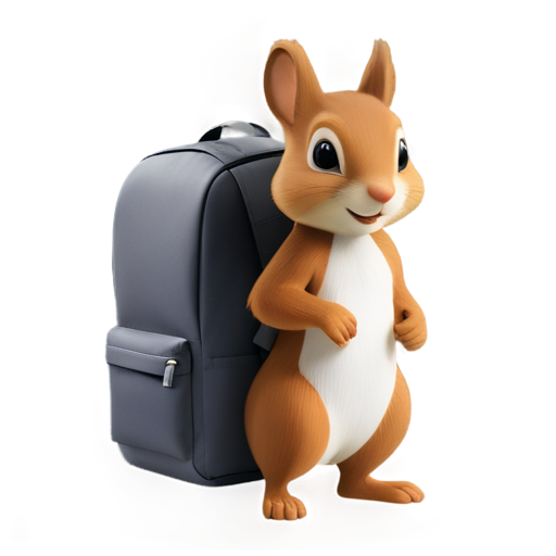 Mammal, 75% squirrel, 25% mouse. Has a backpack on. Facing the camera. Curious and happy. - icon | sticker