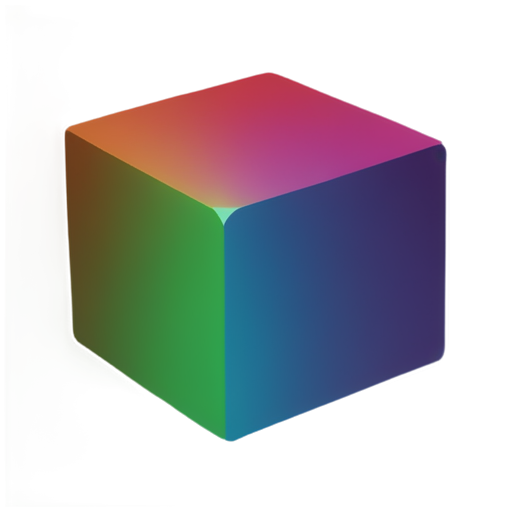 A colorful cube with a transparent texture. One vertex of the cube is in the center of the picture, making the entire graphic look like a regular hexagon. To be suitable for use as a software logo, the entire picture must be symmetrical in the center and left and right. - icon | sticker