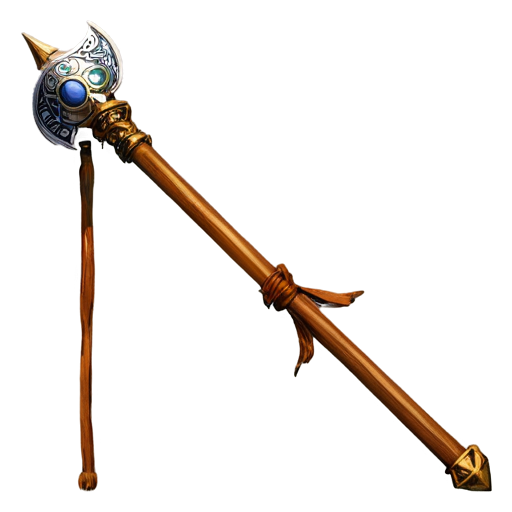 The wooden magic staff of the druid is tilted 45 degrees - icon | sticker