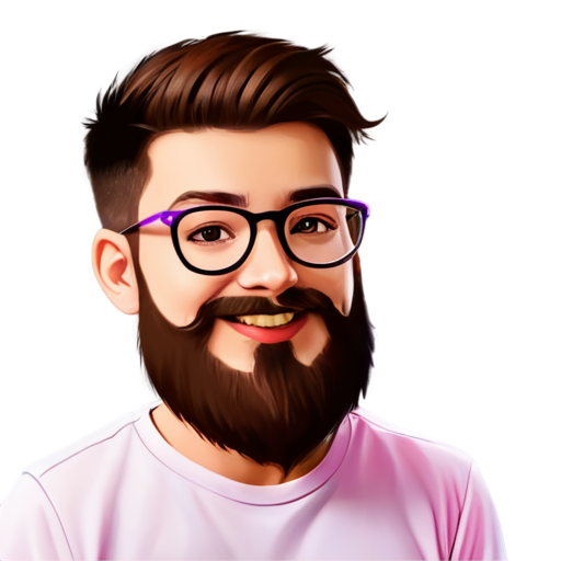 mascot with smiley face friendly Ice cream pink cream logo for streamer avatar with beard with glasses - icon | sticker