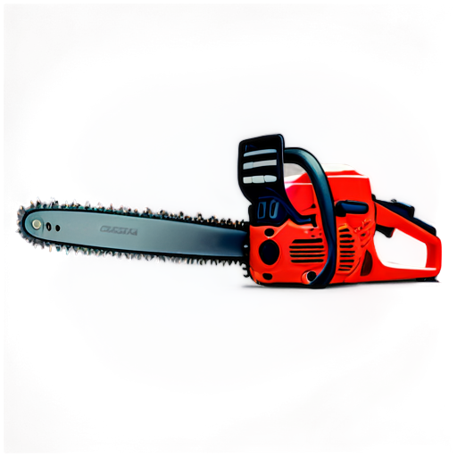 Chainsaw in realistic techno-punk style in red shades - icon | sticker