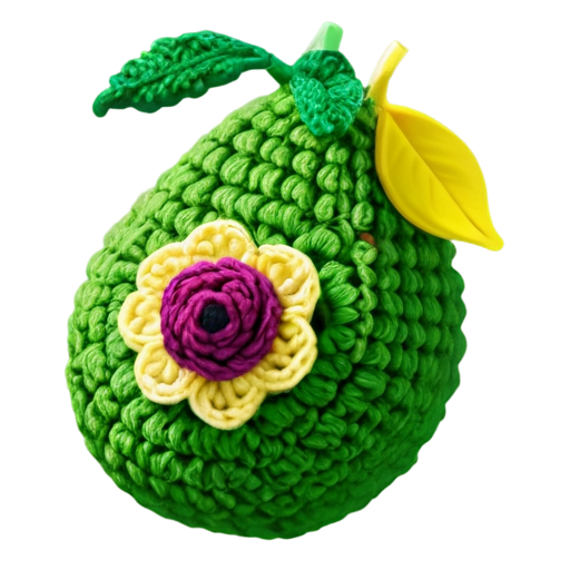 crochet avocado with flower - icon | sticker