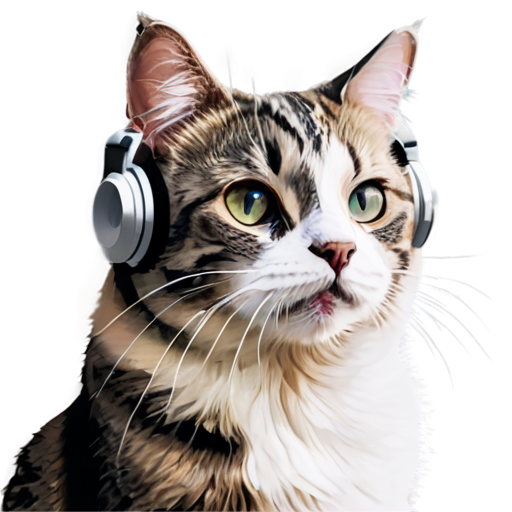 bad cat listening to delicious music - icon | sticker