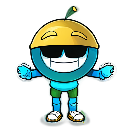 Create a cartoon-style coin character with arms and legs, smiling cheerfully. The coin should have a shiny, golden appearance, and its facial expression should be friendly and inviting. The character should convey a sense of joy and fun, with a playful pose that showcases its limbs. The background should be colorful and playful to accentuate the cheerful vibe of the coin - icon | sticker