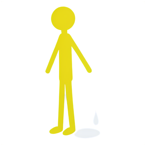 stick man peeing, yellow background - icon | sticker