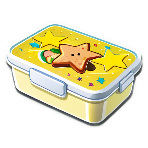 lunch box surrounded by yellow stars - icon | sticker