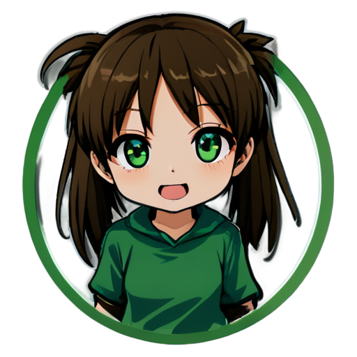 anime, circle, line, blue and green, light, 2d - icon | sticker