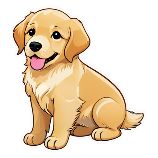 a cute golden retriever - icon | sticker