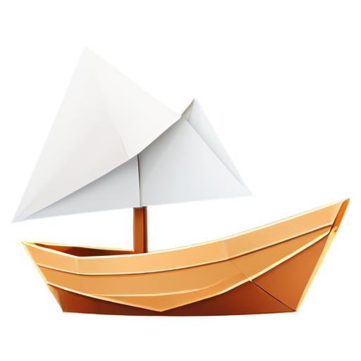 wooden simple origami boat - icon | sticker