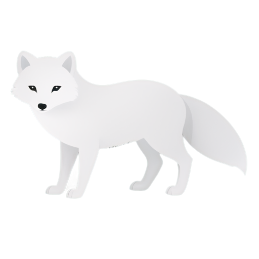 Little white arctic fox in snow - icon | sticker