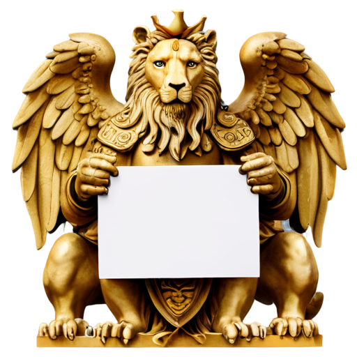 Ancient roman eagle and royal lion hold a S letter - icon | sticker