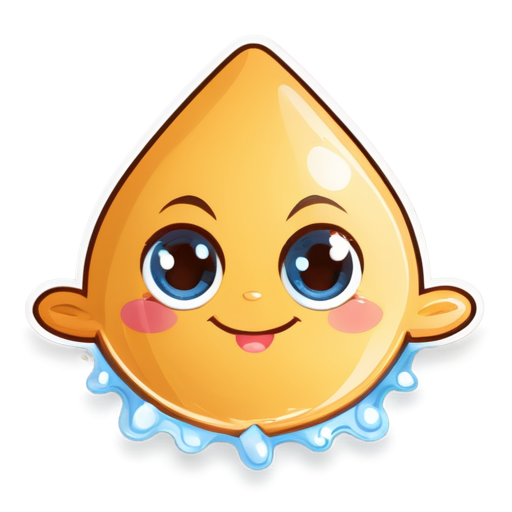a drop of water in a cap with round eyes and a big mouth smiling translation - icon | sticker