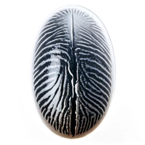 A bug with a clear human fingerprint as drawing on its back. Fingerprint should not be symmetric but continue over the full back of the bug. Print on the back of the bug should really be clear as a biometric fingerprint. Bug should be dark color and the fingerprint in clear white - icon | sticker