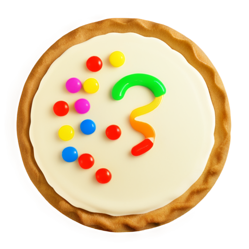 The pie is sprinkled with number-shaped candies and a pen is placed next to it - icon | sticker