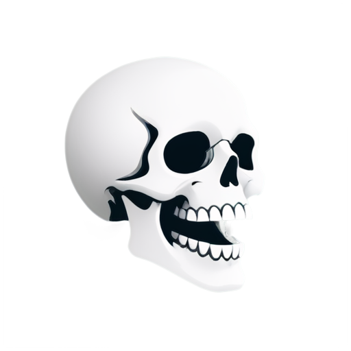 screaming skull, minimalistic, few colours, white, sideway, low detail, sketch - icon | sticker