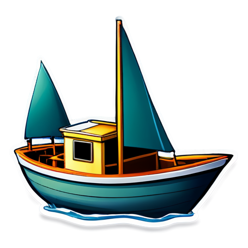 the boat floats on the water - icon | sticker