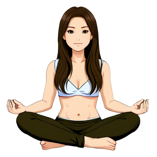 girl sitting in lotus position on a transparent background - icon | sticker
