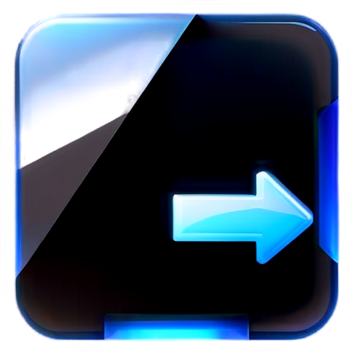 a android bot icon, with a light blue left Triangular arrow in right corner - icon | sticker