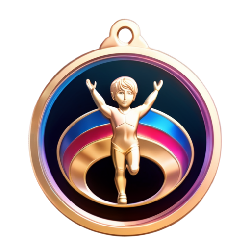 Epic full-body illustration of a bronze Olympic medal from Paris, with intricate patterns and the Olympic rings prominently displayed, shiny and reflective, surrounded by a dynamic and vibrant background representing the spirit of the Olympics, high-definition, realistic style. - icon | sticker