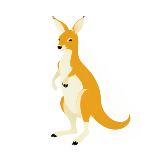 Animal icons,DWTB,white background,simple background,no humans,closed eyes,no lineart,kangaroo,solo,full body,standing,animal focus,u_u,blush stickers,***,animal,from side,signature,leaf,bright surreal colors - icon | sticker