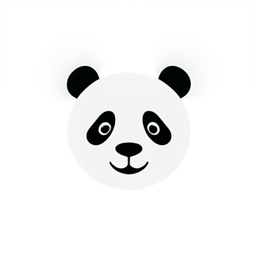 A pandas face, super simplistic, grey and white, modern logo - icon | sticker