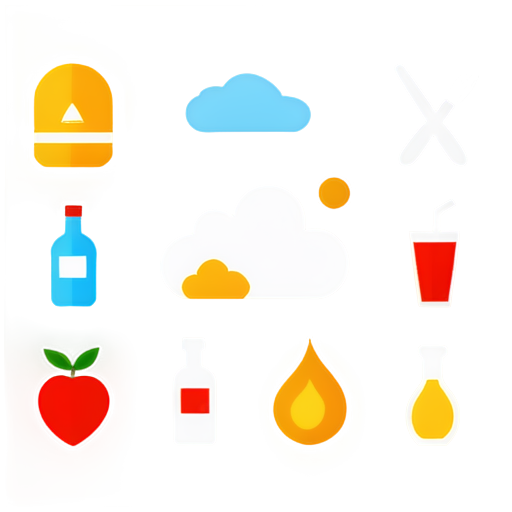 a cloud of flat icons representing various activities such as hiking, cooking, drinking wine, playing tennis - icon | sticker